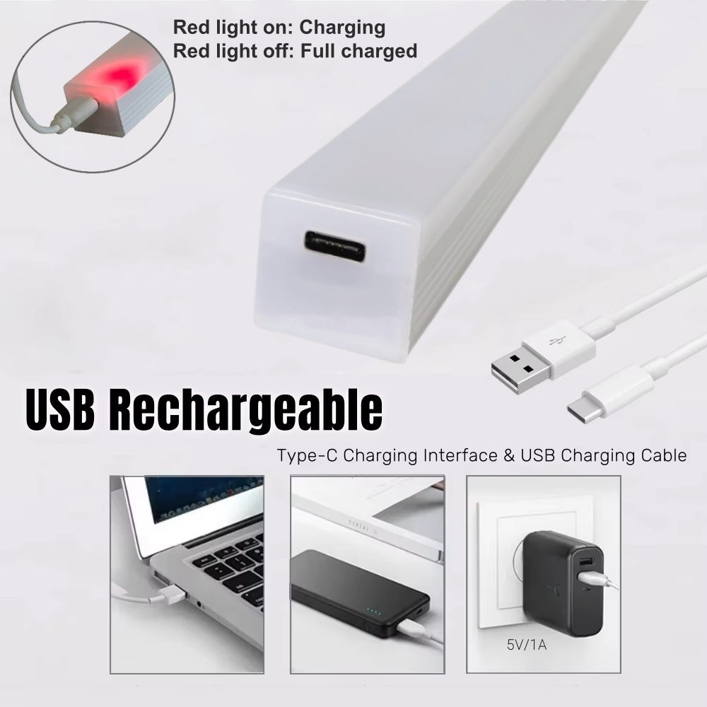 Luz LED recargable con Sensor de movimiento para armario, luz nocturna de inducción, lámpara de barra portátil para cocina, mesita de noche, armario, pasillo