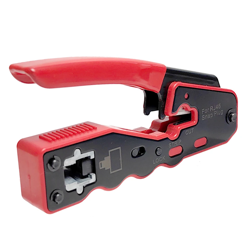 RJ45 Crimp Tool Pass Through Crimper Cutter for Cat6a Cat6 Cat5 8P8C Modular Connector Ethernet All-in-one Wire Tool