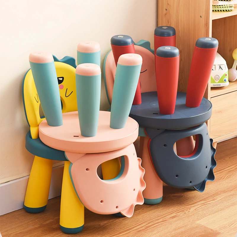 Cadeira infantil de plástico, jardim de infância, desenho animado, cadeira antiderrapante para casa, berçário, família, assento infantil, móveis, poltrona