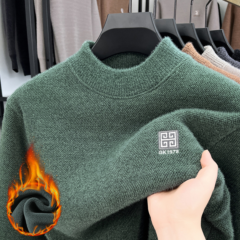2024 designer de marca luxo masculino malha pulôver bordado camisola inverno britânico negócios moda tendência pelúcia engrossar masculino