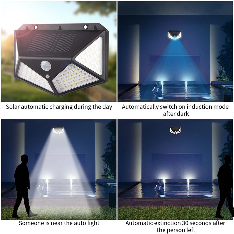 Lampu tenaga Surya LED กลางแจ้งกันน้ำ, โคมไฟพลังงานแสงอาทิตย์เซ็นเซอร์ตรวจจับการเคลื่อนไหวสวนพลังงานแสงอาทิตย์ไฟถนนติดผนังสนามแสงแดดสนามหญ้า