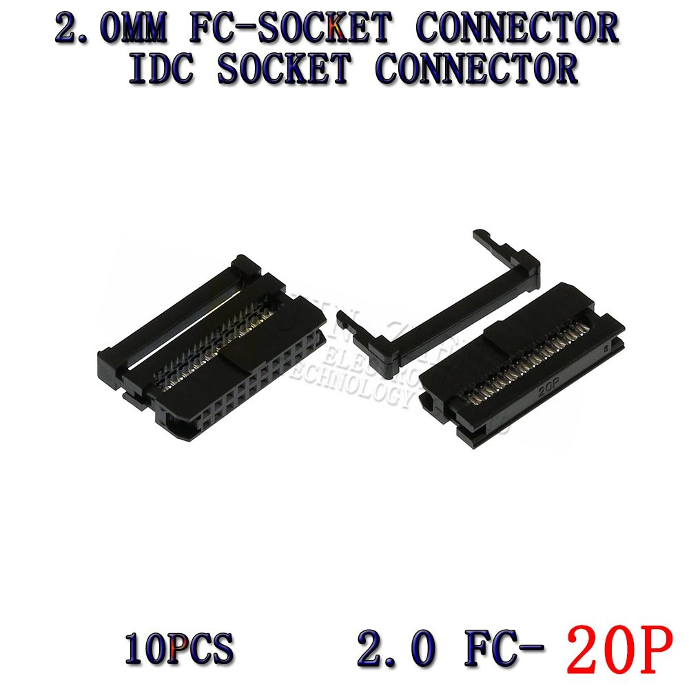 10pcs 2mm 2.0mm Pitch FC 6/8/10/12/14/16/18/20/24/26/30/34/40/44/50 Pin IDC Female Header Socket Connector For 1.0mm Flat Cable