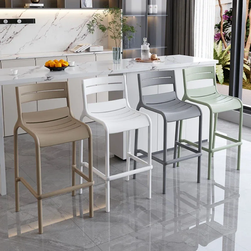 Silla de Bar de plástico de lujo, Taburetes Altos, muebles de Cocina modernos, estilo nórdico, para recepción al aire libre