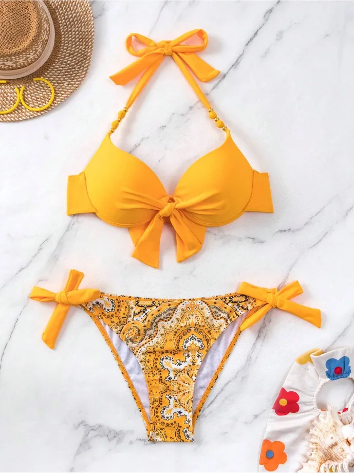Sexy Push Up Bikini 2024 femmes maillot de bain maillot de bain deux pièces femme string Bikinis ensemble natation pour maillots de bain brésilien Biquini