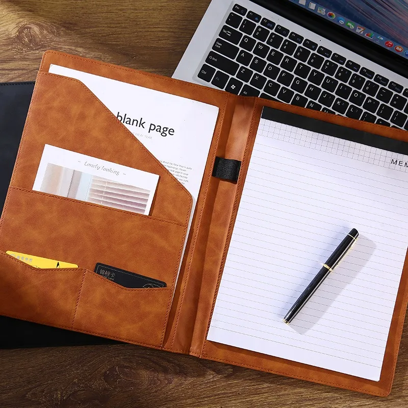 University Executive A4 Conference Leather Portfolio File Folder Organizer Filling Folders Porte Documents Holder for Office