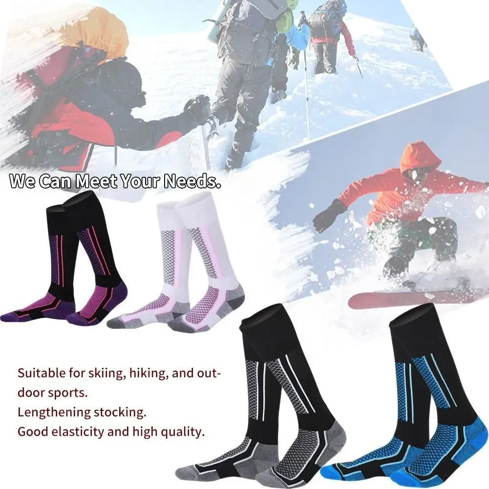 Calzini da sci in cotone spesso Sport Snowboard Ciclismo Sci Calzini da calcio Uomo Donna Assorbimento di umidità Calzini termici ad alta elasticità