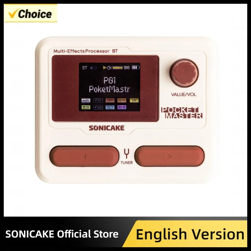 SONICAKE Pocket Master, красочный чехол, английская глобальная версия, гитарный басовый усилитель, 100+ педаль мультиефектов, управление через приложение, перезаряжаемый