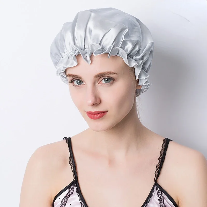 Lớn 100 Lụa Tơ Tằm Bộ Đội Nữ Tóc Bonnets Bao Bọc Đầu Tóc Nón Lụa Cao Cấp Bonnets Đêm Quấn Tóc dâu Tằm Lụa