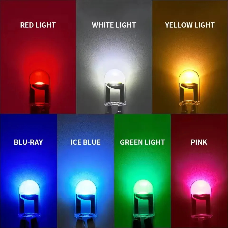 10X nouveau W5W LED Canbus T10 lumières de voiture COB verre pièces intérieures ampoules 6000K blanc Auto plaque d'immatriculation lampe dôme lecture lumière 12V