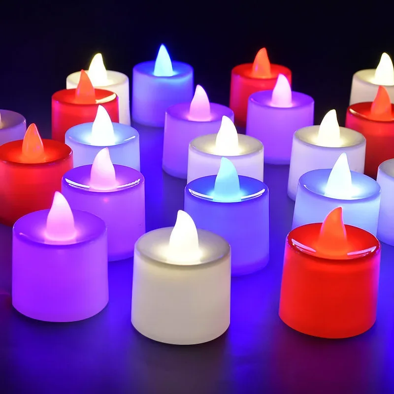 1/48PCS Flameless เทียน LED คริสต์มาสงานแต่งงานตกแต่งตารางโคมไฟรูปหัวใจอิเล็กทรอนิกส์แบตเตอรี่เทียน Tealight