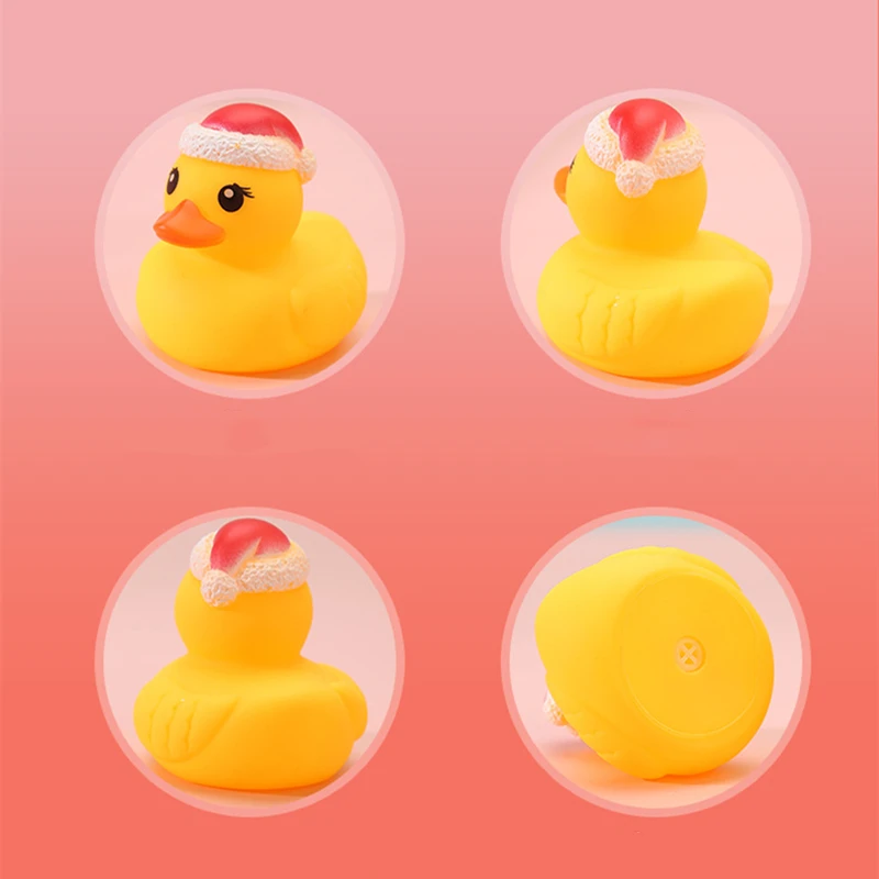 6/1PC คริสต์มาสเป็ดสีเหลืองเล็กๆเด็กของเล่นนวดเรียกว่าการสร้างแบบจําลองเป็ดยางของเล่นเครื่องประดับรถของเล่นอาบน้ําเด็ก