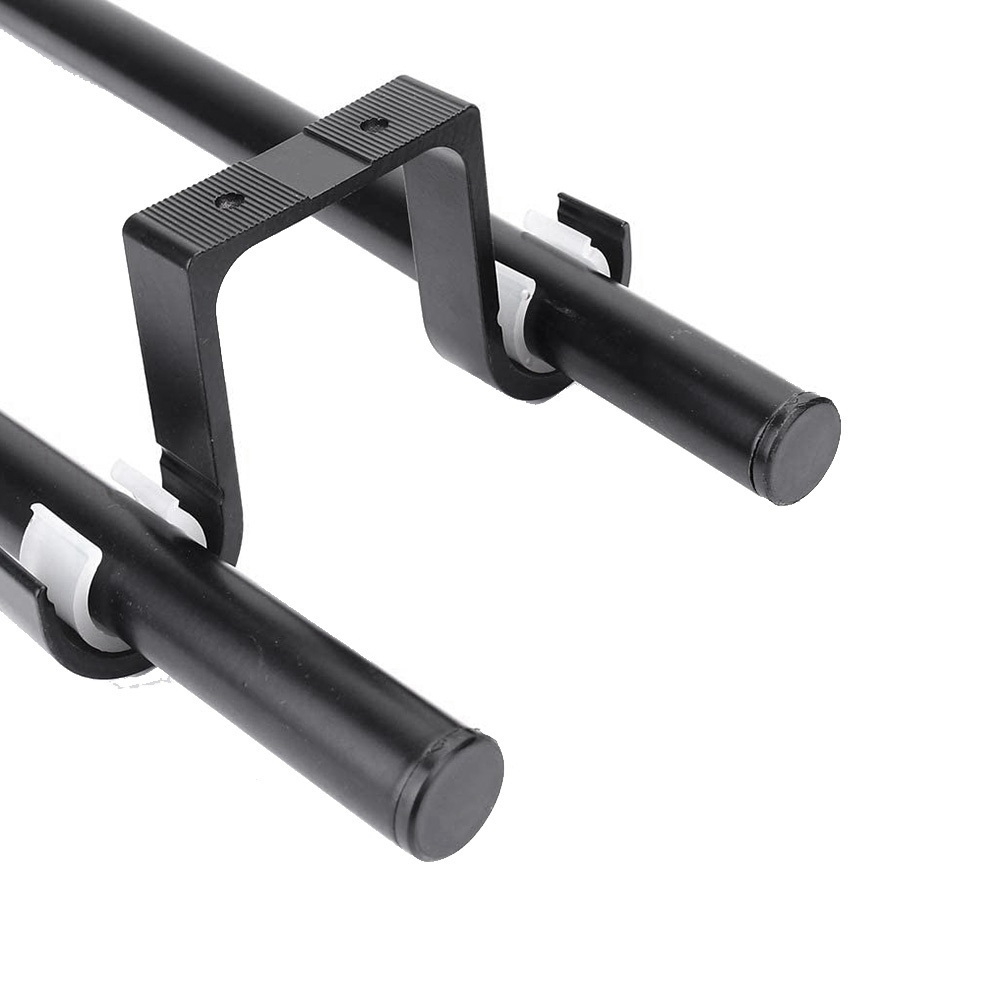 2Pcs Double Curtain Rod Brackets Ceiling Mount Supports Aluminum Alloy Black