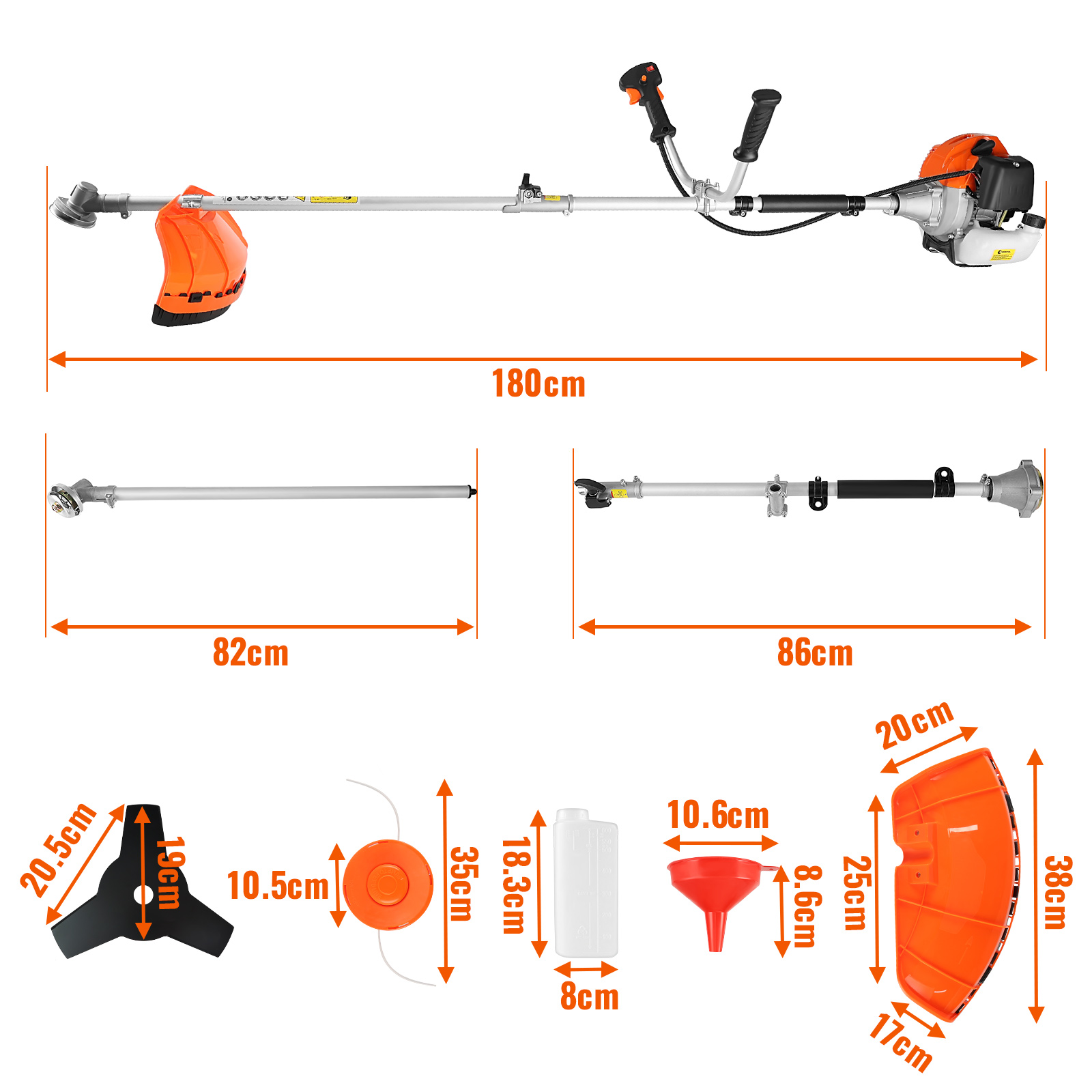 CONENTOOL 52cc 2in1 Decespugliatore a benzina Tagliaerba Potente decespugliatore da giardino Motore a 2 tempi Weed Eater Strumento con lama e linea