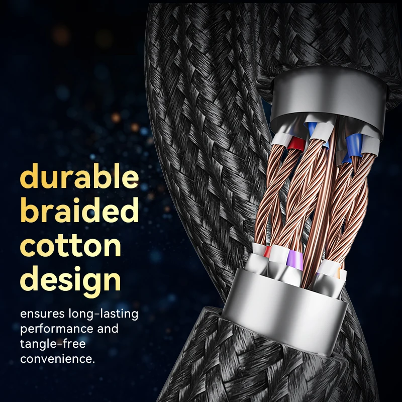 Vention CAT8 Ethernet Cable 40Gbps 2000MHz CAT 8 Networking Cotton Braided Internet Lan Cord for Laptops PS 5 Router RJ45 Cable