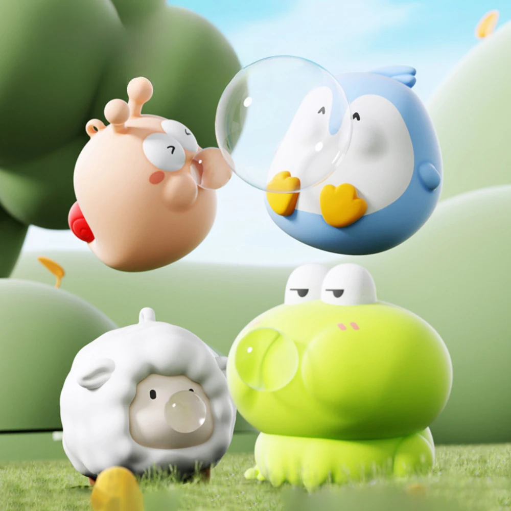 Figura dos desenhos animados bolha soprando brinquedo de descompressão para crianças pet puffs bolhas pitada artefato brinquedos macios para alívio do estresse