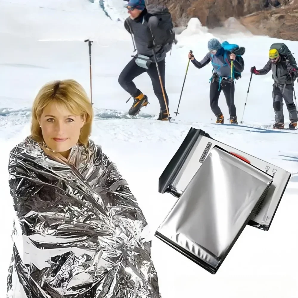 Outdoor Survival Isolatiedeken Reflecterende aluminiumfolie Waterdicht zonnescherm Gemakkelijk op te vouwen voor noodoverlevingsuitrusting