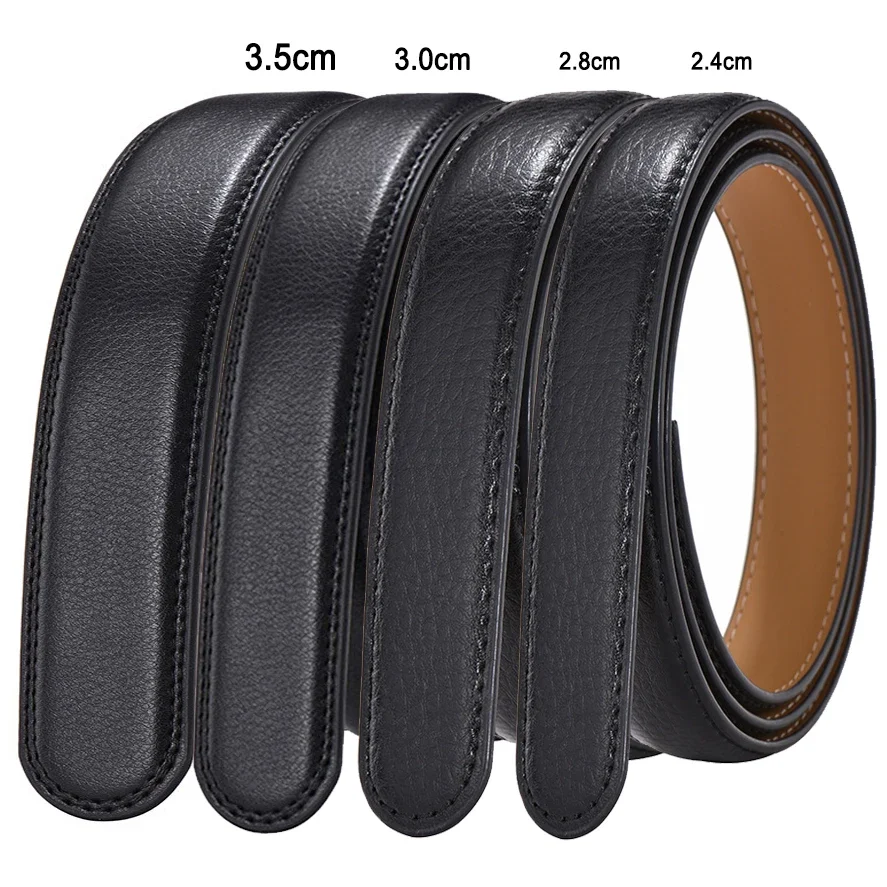 Masculino feminino 2.4 2.8 3.0 3.5 cm de largura cinto sem fivela para fivela automática cintos de couro pu de alta qualidade tiras corporais sem fivela