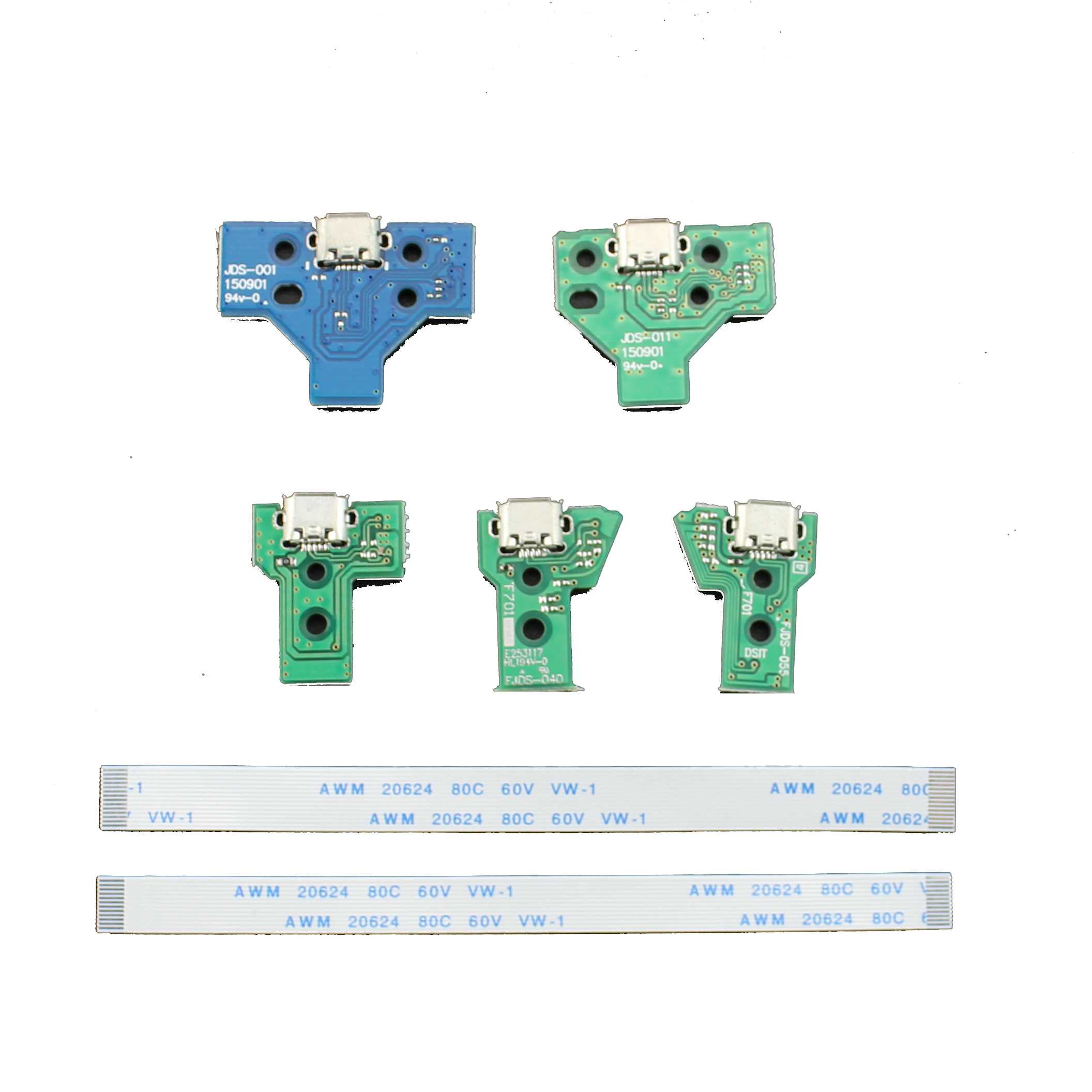 Placa de circuito de enchufe de puerto de carga USB, 12P, 14P, 12 pines, 14 pines, JDS 011 030 040, piezas de repuesto para controlador PS4