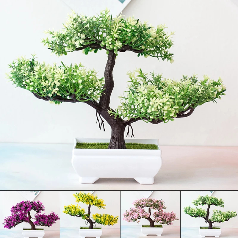 1pc plantas artificiais bonsai pequeno vaso de árvore planta falsa flores ornamentos em vaso para decoração de mesa de casa decoração do jardim do hotel