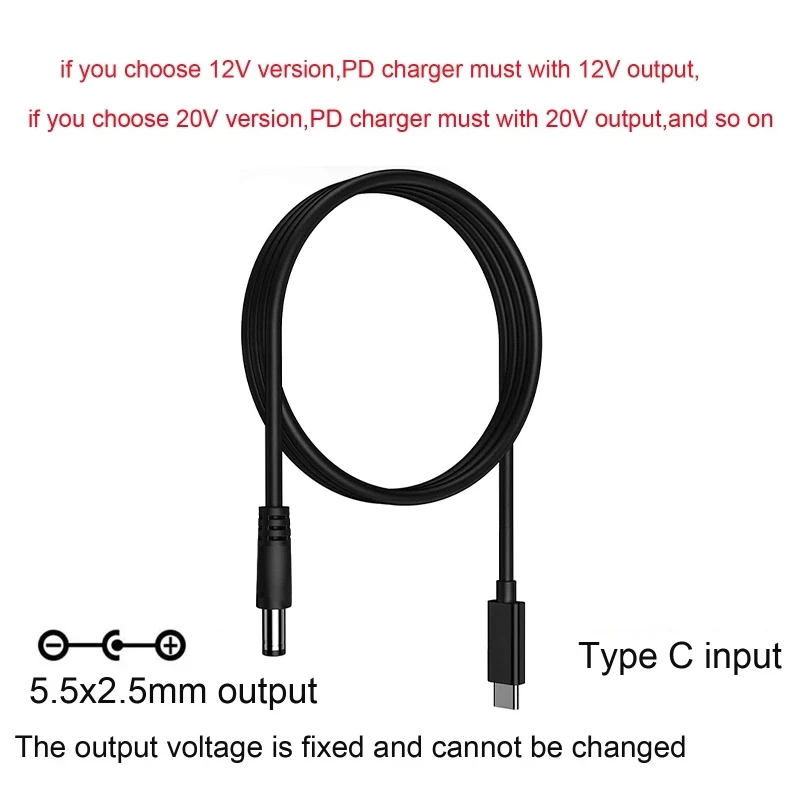 DC ประเภท C USB PD 9V 12V 15V 20V 5.5x2.1 มม.2.5 สายไฟสําหรับ Wireless Router แล็ปท็อป LED Strip ลําโพงกล้องวงจรปิดกล้อง
