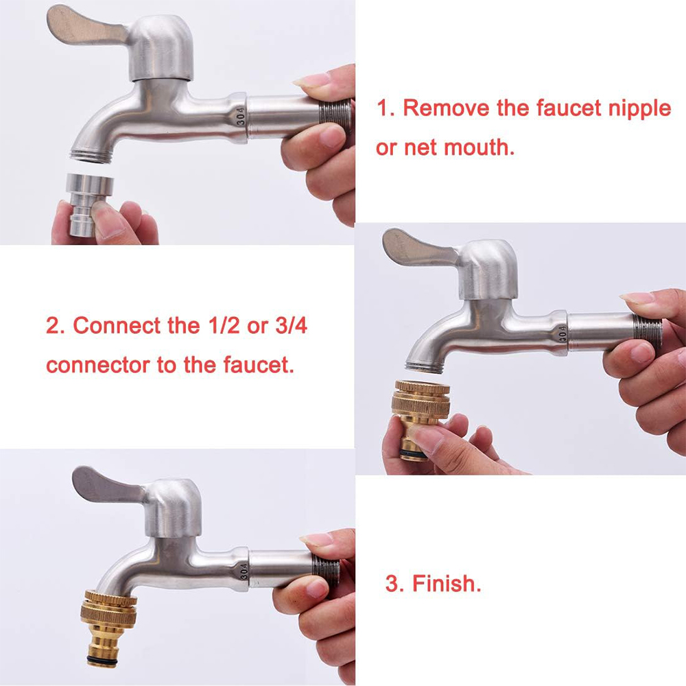 ก๊อกน้ําทองเหลืองตัวเชื่อมต่อท่อผสมอะแดปเตอร์ Quick Connecter 1/2 3/4 ท่อทองแดงข้อต่ออะแดปเตอร์สวนรดน้ําอุปกรณ์เครื่องมือ