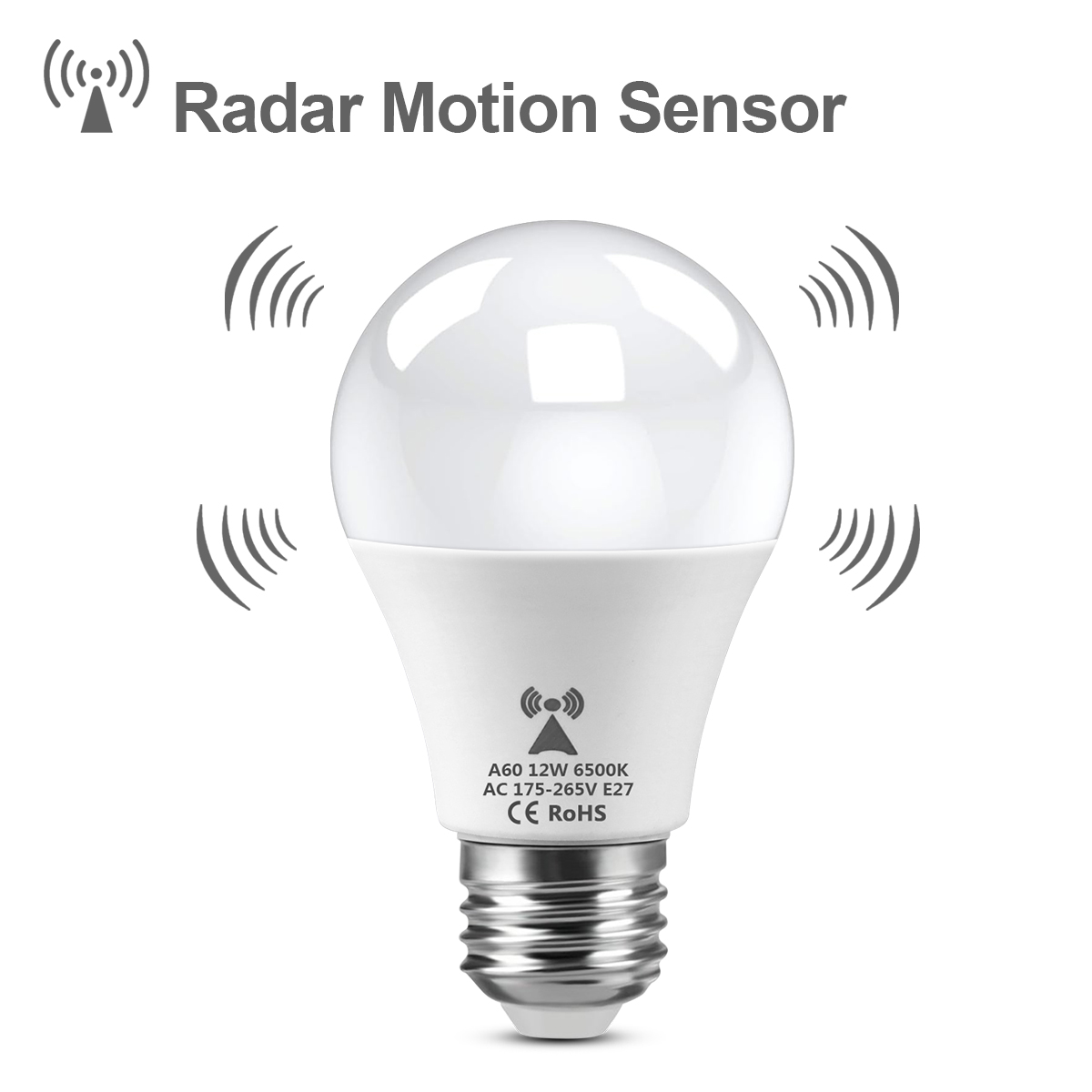 E27 Radar-Induktions-LED-Glühbirne, 220 V, 12 W, Radar-Bewegungsaktivierte Lampe, automatisches EIN/AUS, integrierte Radar-/Lichtsensoren für Terrassentreppen