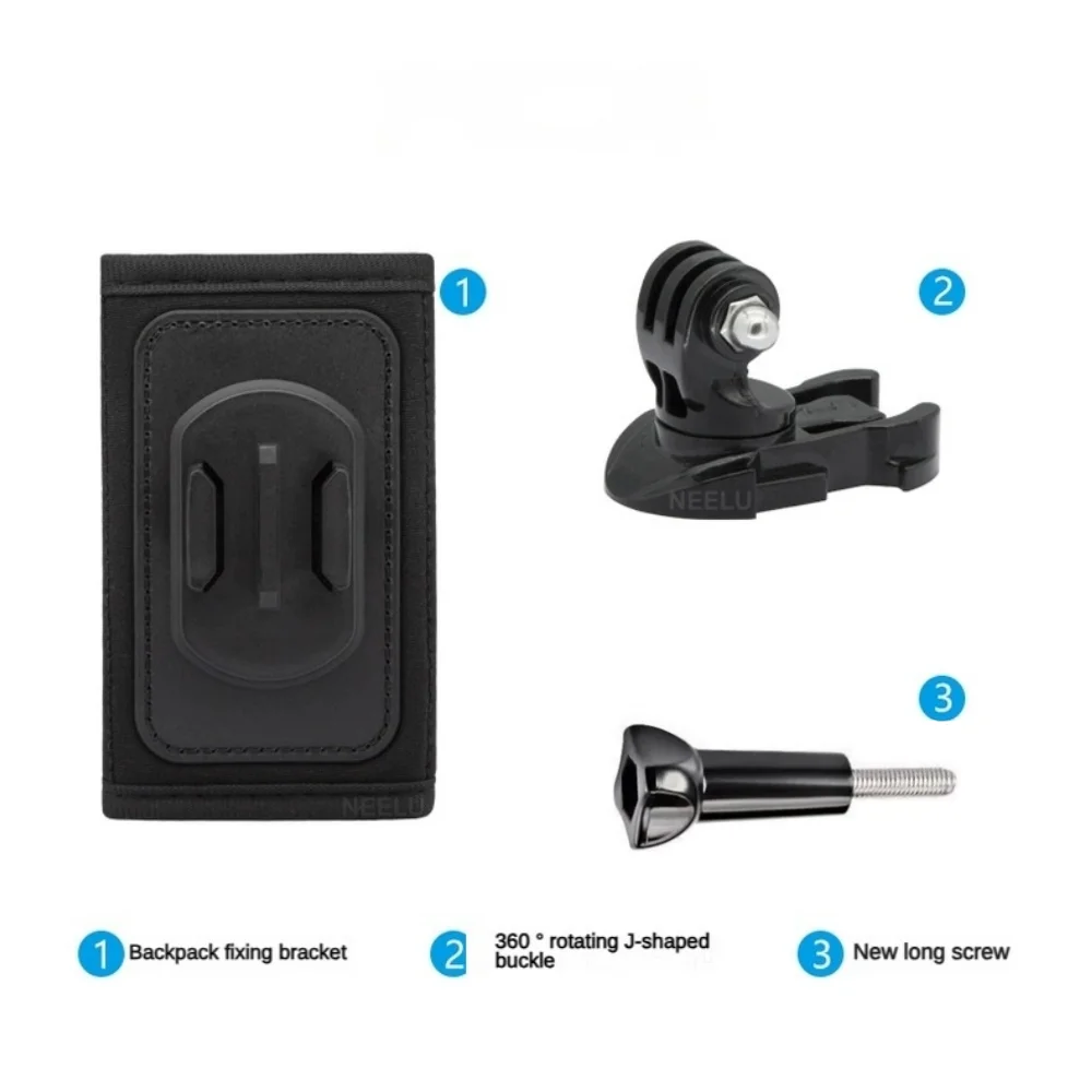 Backpack Strap With 360° Rotate Buckle J-Hook Quick Release Shoulder Mount for GoPro Hero 12 10 9 8 7 6 5 Dji Action 3 Camera