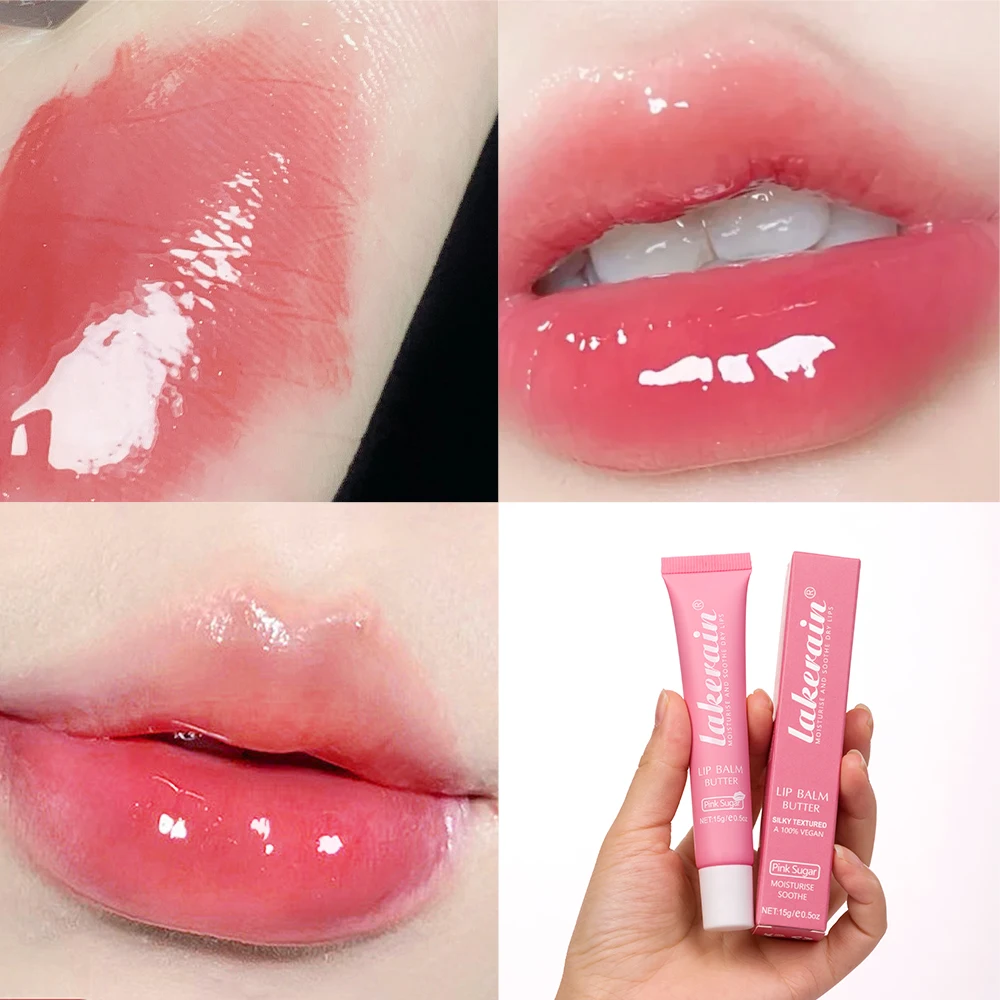 Bálsamo labial de cristal, mantequilla, brillo de labios hidratante, aceite, brillo de labios líquido, tinte de labios, azúcar marrón, cereza, maquillaje de labios rosa