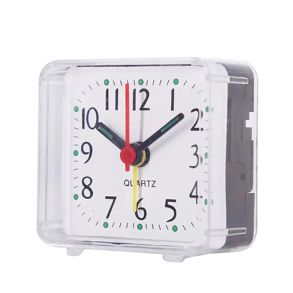 Table Clock Square Alarm Clock Small Alarm Electronic Bed Compact Travel Clock Quartz For Child Students Desk Alarm