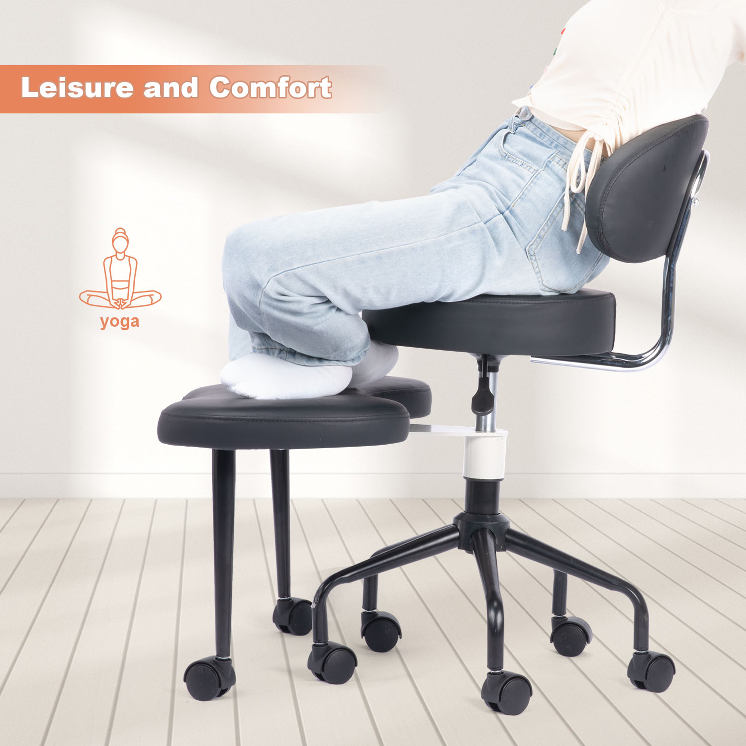 Cross Desk Chair with Lumbar Support and Height Adjustable,Desk Chair for Adults,Legged Office Chair with Wheels