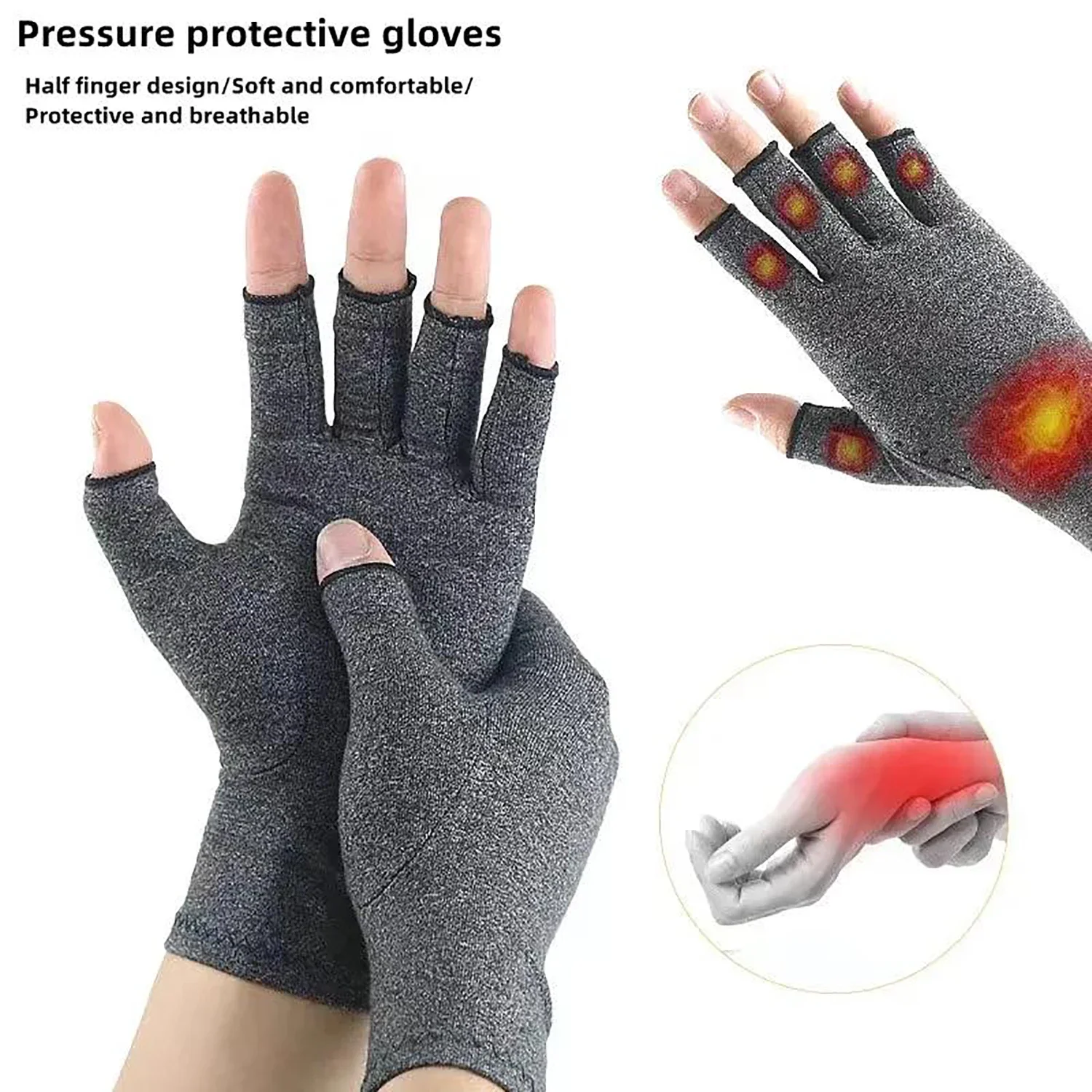 Guantes de compresión para artritis, algodón, alivio del dolor articular, soporte para muñeca, soporte de mano, pulsera terapéutica para hombres y mujeres, guantes de compresión