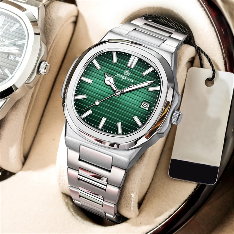 PENGAGAR Trend Herrenuhren, klassische Mode, Original-Quarzuhr für Herren, quadratisches Zifferblatt, wasserdicht, leuchtendes Datum, Armbanduhr, Reloj