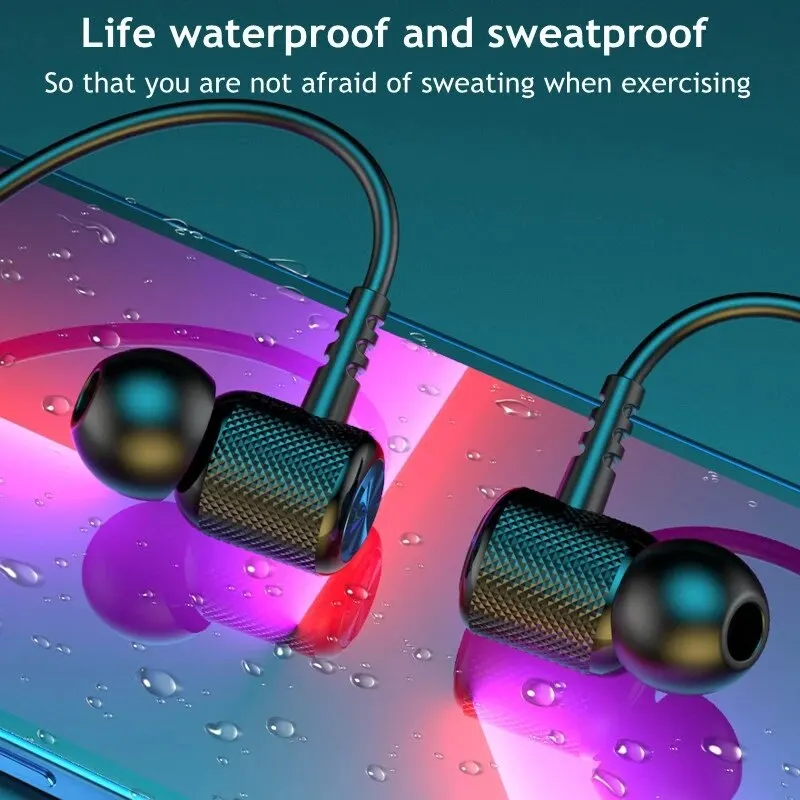 Bluetooth 5.0ワイヤレス防水ヘッドセット,hifiネックバンドヘッドセット,9dステレオシリコン,スポーツヘッドセット,ホルターヘッドセット,磁気ヘッドセット