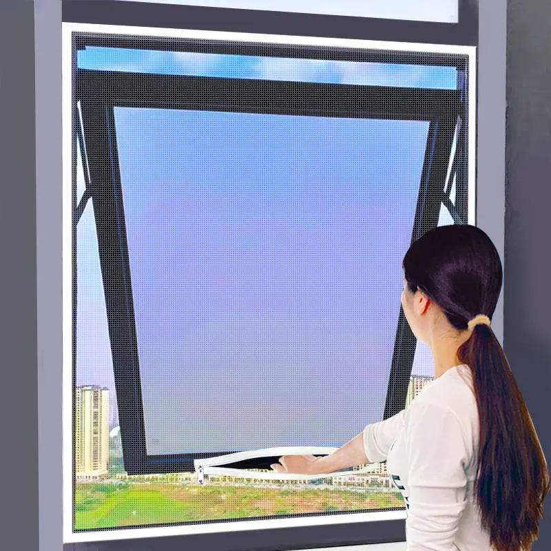 DTGJ mosquitera para ventana con cremallera, color blanco, tamaño personalizado, malla de red para ventana, tul, tragaluz antimosquitos Invisible de fibra de vidrio