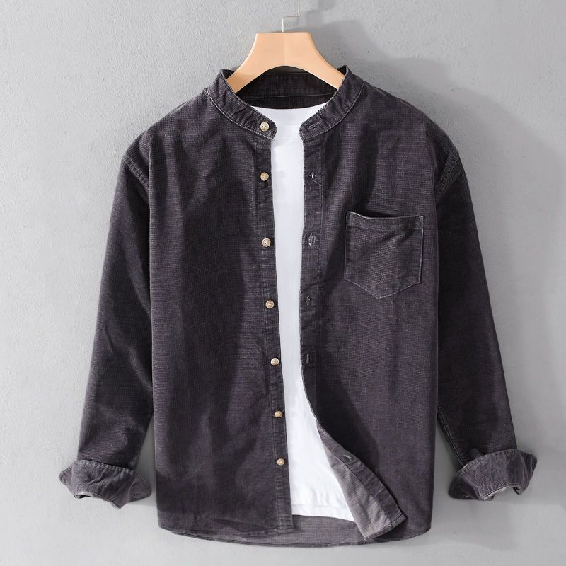 Camisas informales de pana para hombre, abrigo holgado de manga larga con cuello vuelto, estilo Retro, a la moda, primavera y otoño, 2024