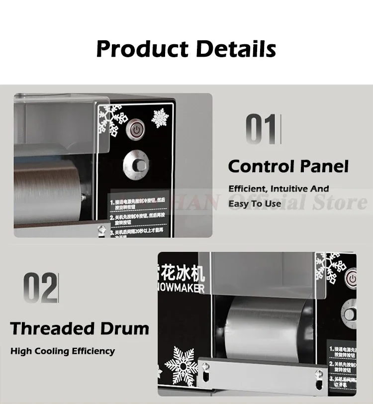 HomeWise 60KG/24H Korean Snowflake Ice Machine Small Snow Continuous Cooled Milk Mango Bingsu Shaver Smoothie Crusher 110V 220V