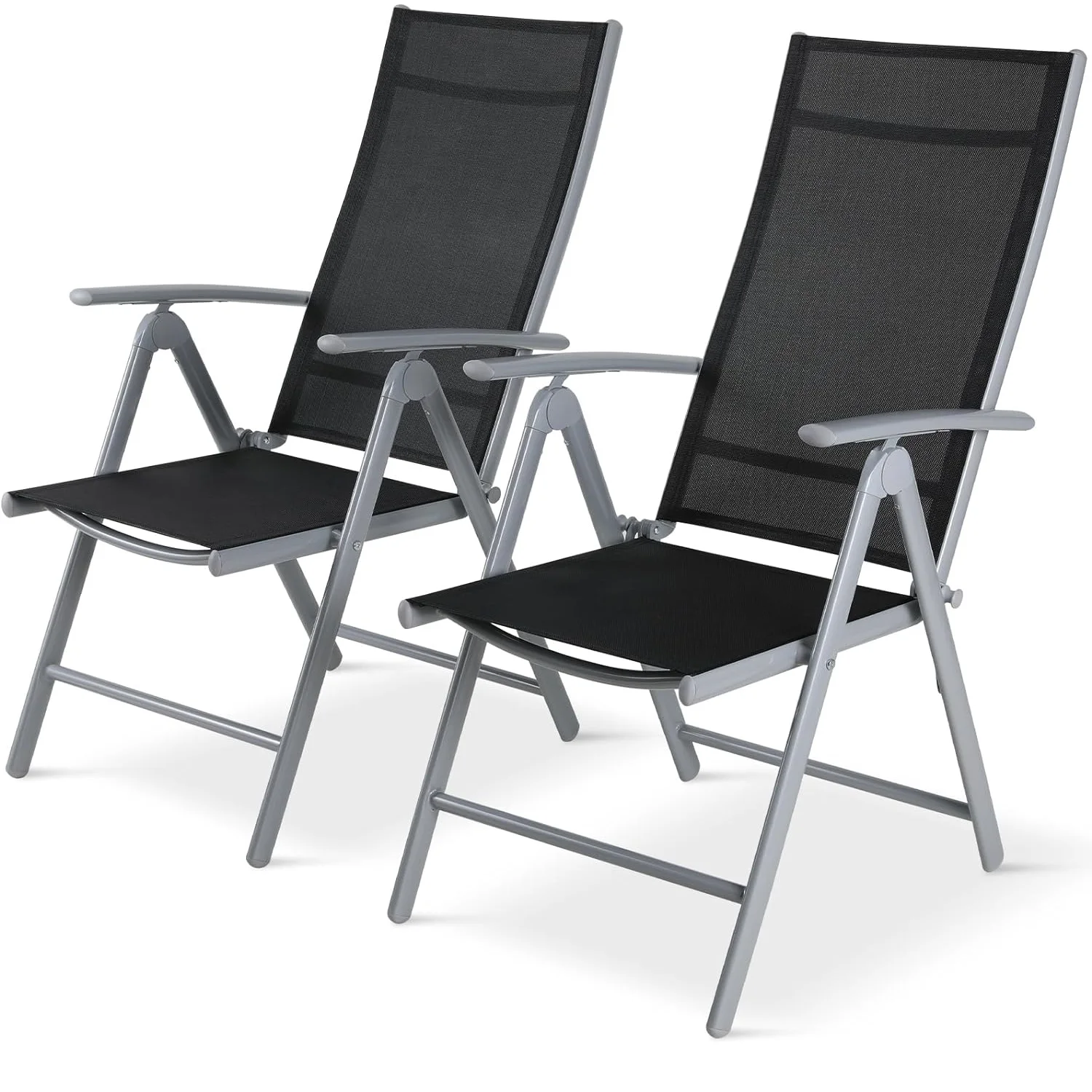 2 Stück faltbarer Liegestuhl Terrasse klappbare Esszimmers tühle Aluminium gepolstert verstellbarer leichter Gartens tuhl mit hoher Rückenlehne, 120kg laden