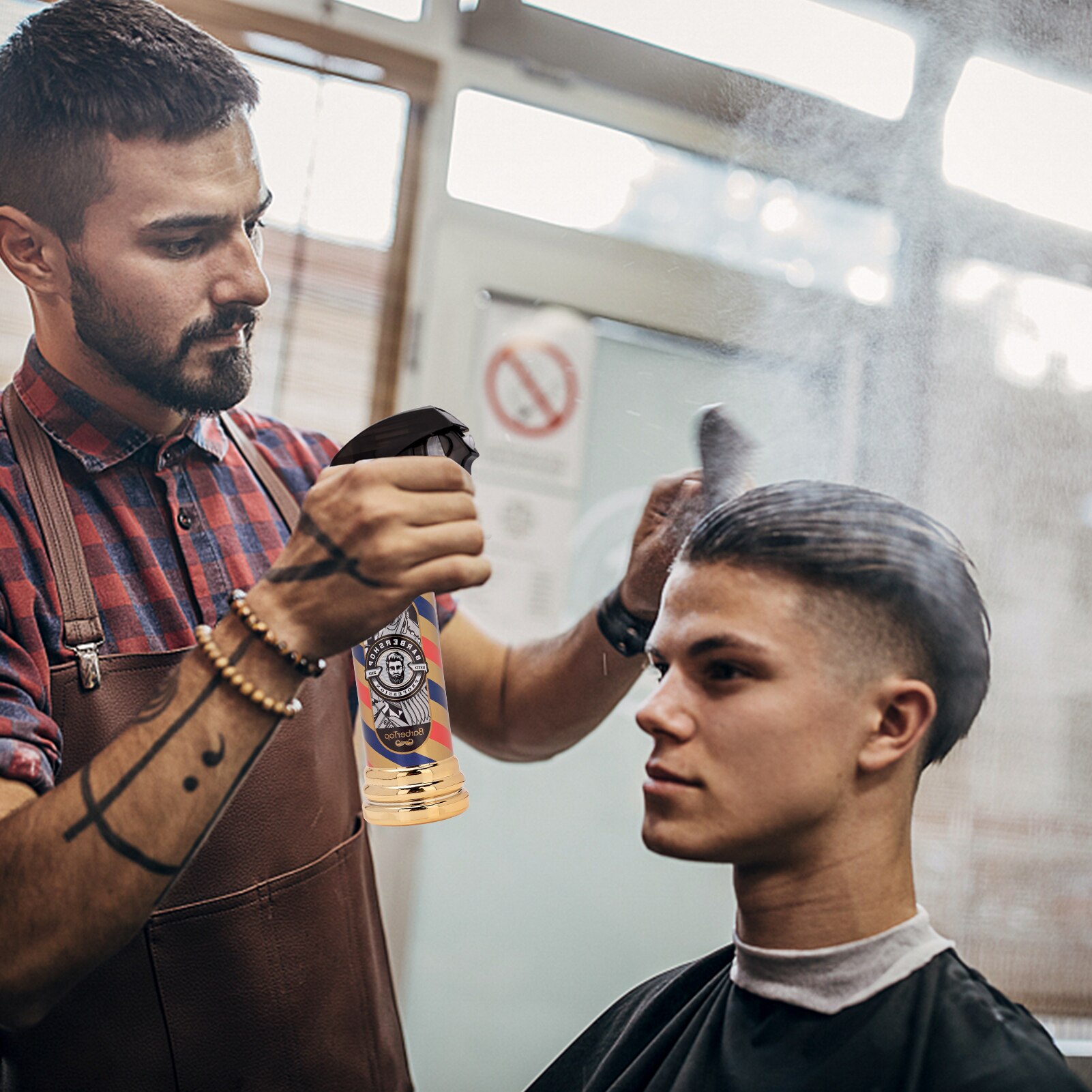 Retro Cabeleireiro Spray Garrafa Garrafas Recarregáveis Névoa Rega Contínua Pode Portátil Salon Barber Pulverizador água