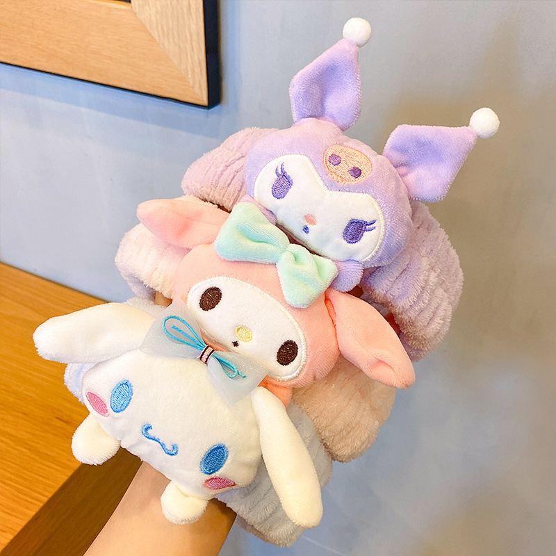 Sanrio Kawaii Haarband Kuromi Melody Cinnamoroll Plüsch Stirnband Waschen Make-up Haargurte Süße rutschfeste weiche Material Geschenke