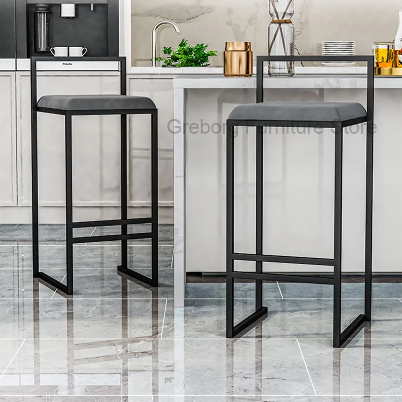 Silla de Bar de diseño nórdico, taburete de Bar moderno, taburete de estilo Industrial, respaldo para banquete, cocina, muebles HY