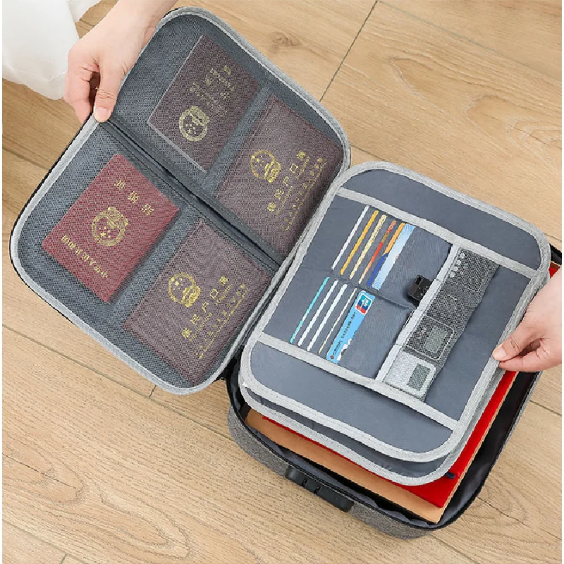 Grande Capacidade Multi-Layer Document Storage Bag, Passport Pasta com Bloqueio, File Organizer, Document Case, Tickets, Home, Viagem