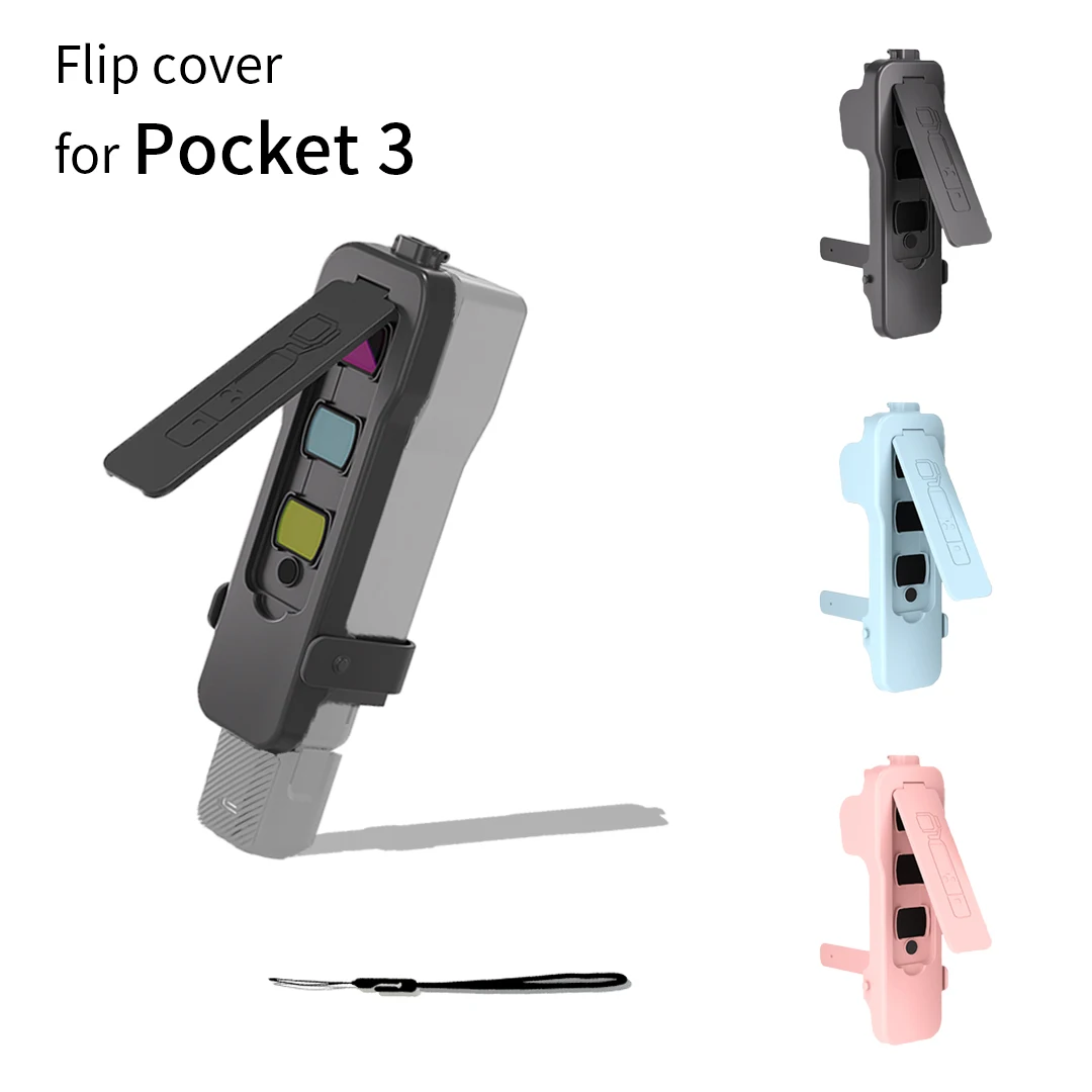 Funda abatible para DJI OSMO Pocket 3, funda de plástico integrada con 5 ranuras para filtro, cubierta antiarañazos con correas para accesorios de bolsillo 3
