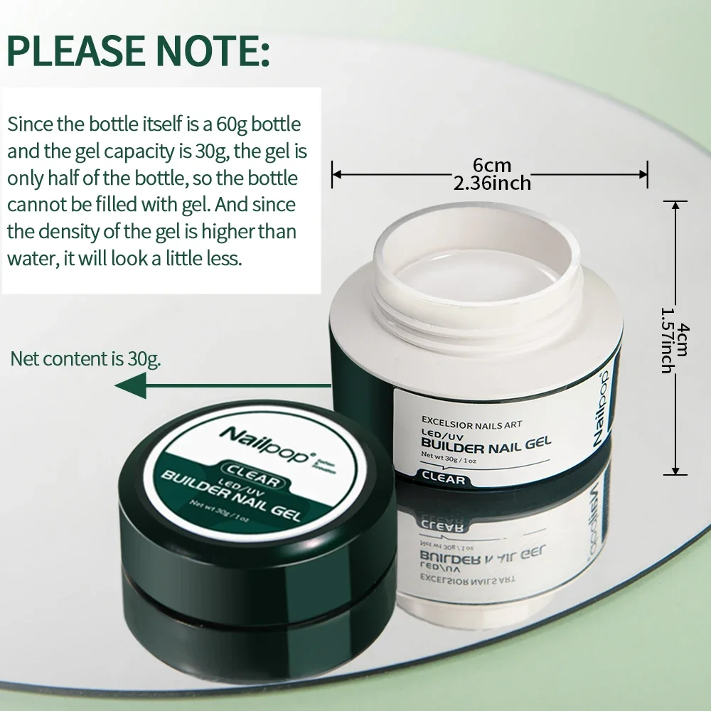 NAILPOP LED/UV Builder Gel de uñas 3 colores Kit de Gel de extensión de uñas desnudo rosa claro duro Gel constructor fortalecedor de uñas juego de manicura