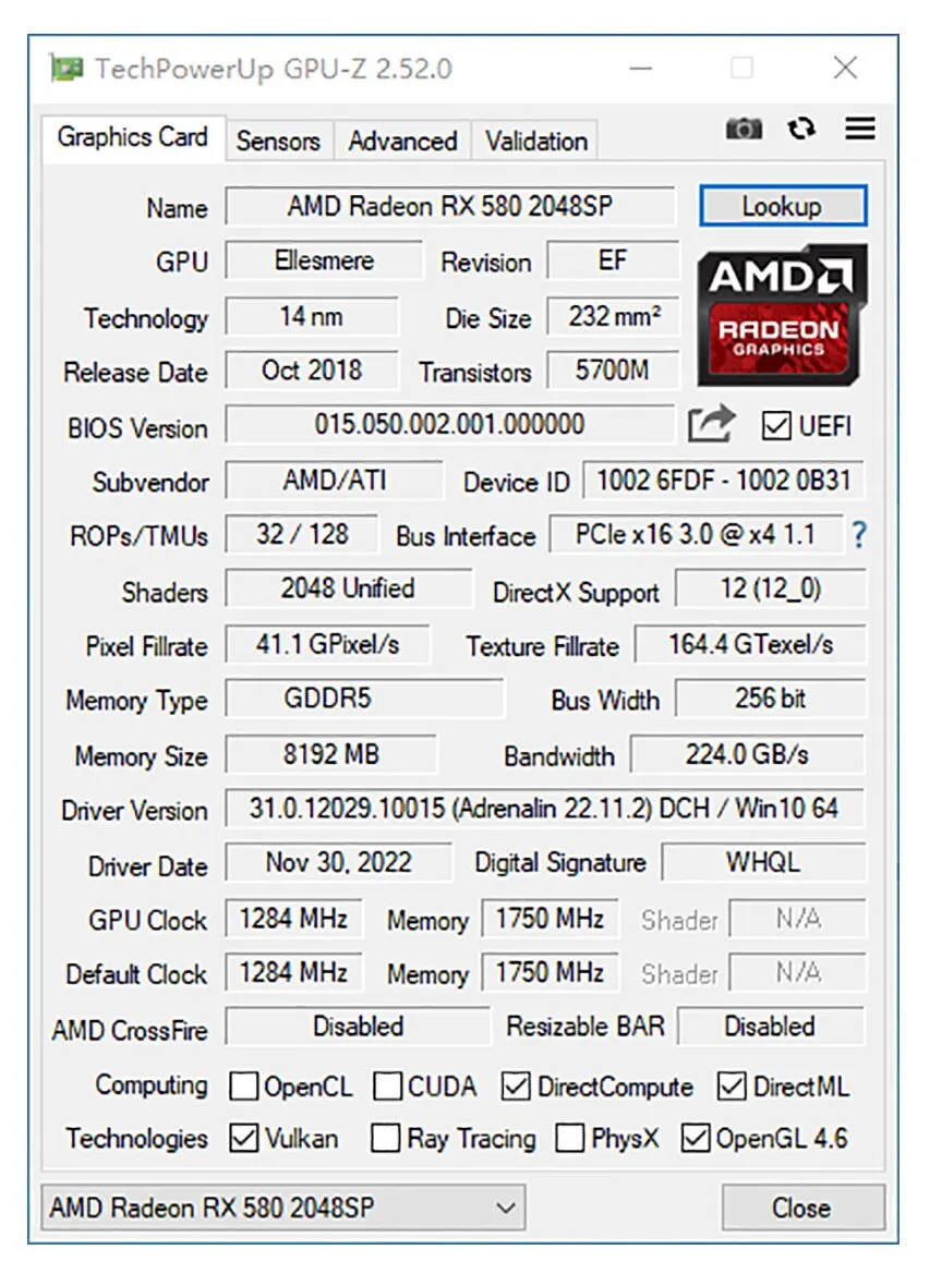 Placa gráfica MLLSE AMD RX 580 8GB Placa De Video Gaming GDDR5 256Bit 6Pin PCI-E 3.0 × 16 Radeon GPU Placa de vídeo para jogos de computador