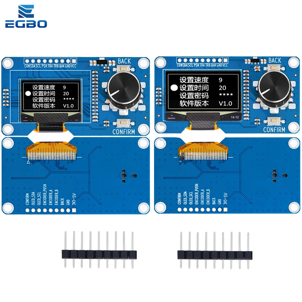 Pantalla oled blanca de 0,96/1,3 pulgadas, 3,3 V/5V combinada con módulo codificador rotatorio EC11, interfaz IIC para arduino EGBO