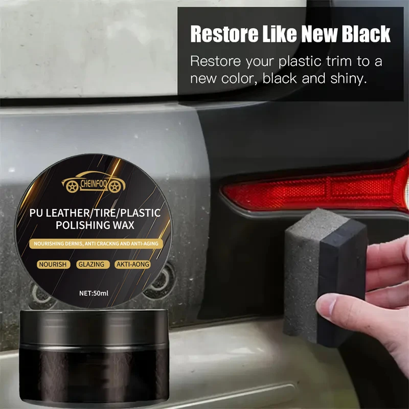 Kit de cuidados automotivos tudo-em-um: cera restaurador de plástico, rejuvenescedor de couro PU, polimento de pneus e reparo de arranhões para pára-choques/internos