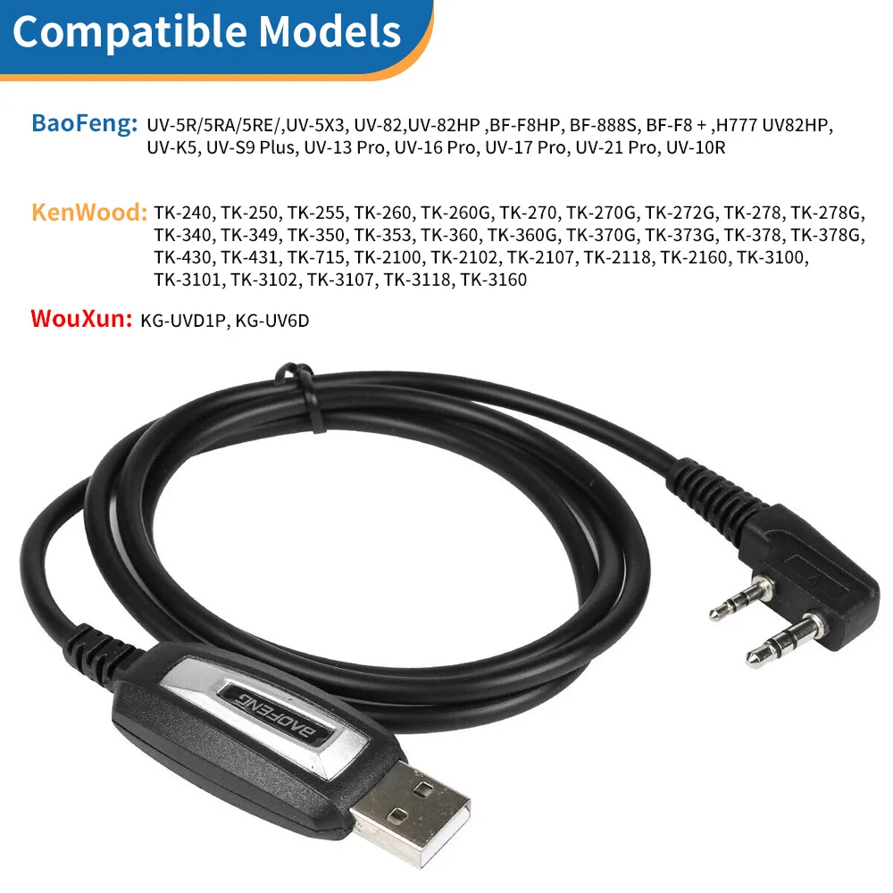 USB Programming Cable With CD For Baofeng UV-5R 82 888S UV-S9PLUS UV-13 16 17 21 Pro Quansheng UV-K5 5R Plus Walkie-Talkie Radio