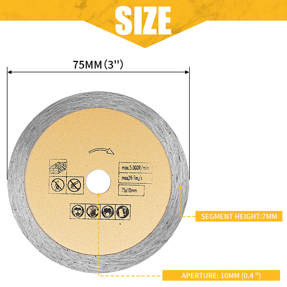 3 인치 다이아몬드 톱 블레이드 75mm 스톤 커팅 디스크 미니 이빨없는 대리석 세라믹 콘크리트 화강암 절단 1-3Pcs 휠 절단