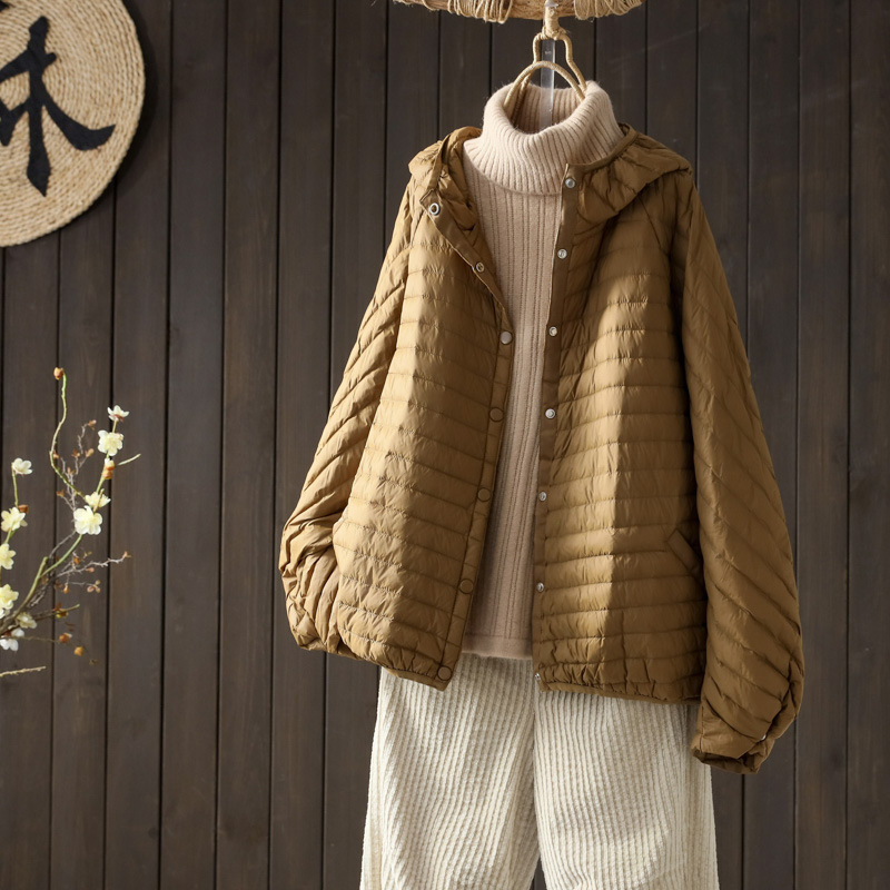 Schinteon Vrouwen Ultralight Witte Eend Donsjack met Capuchon Over Size Losse Casual Herfst Winter Uitloper Jas 2023 Nieuw