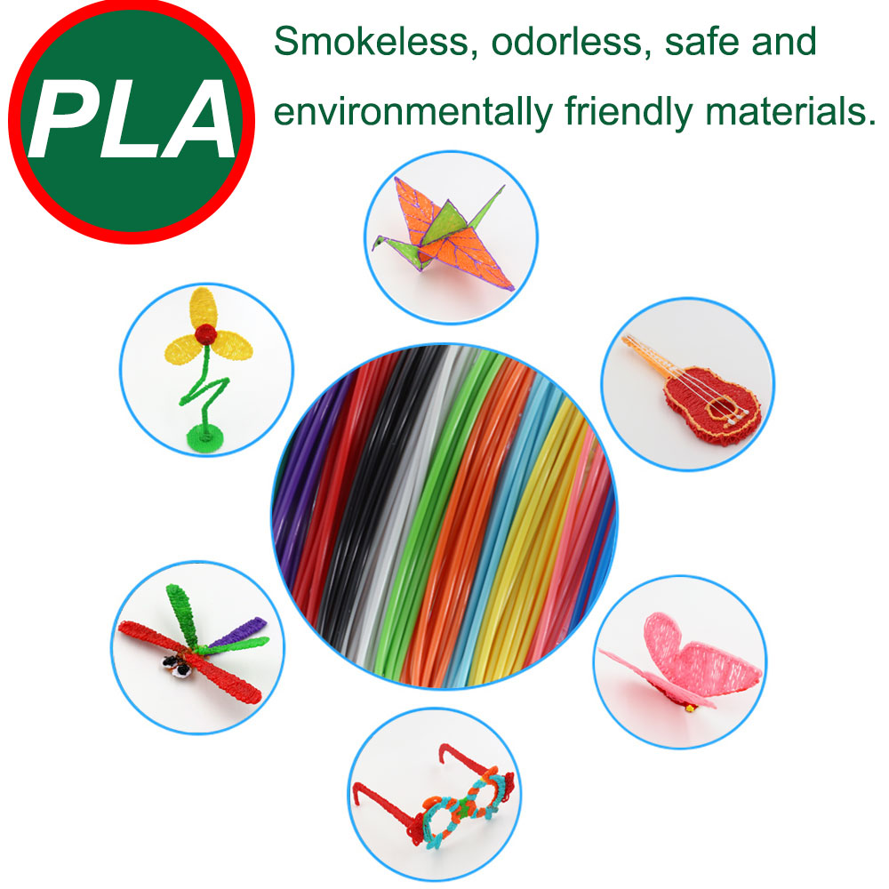 Filament PLA do druku piórem 3D 10/20/30 kolorów o średnicy 1.75mm 200M bezwonny bezpieczny plastikowy wkład do pióro do dekorowania dzieci 3D